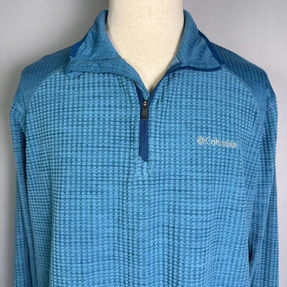 2/$25 Columbia Pullover Men's XL Crestone Ridge Blue Textured 1/4 Zip Stretch - Picture 1 of 11